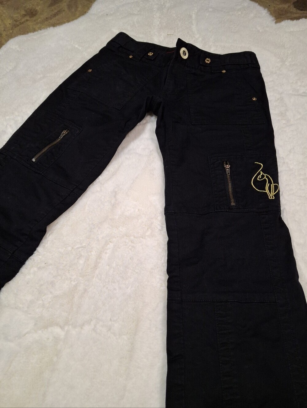 Baby Phat Ankle Drawstring Black Cotton Stretch Pants Women Size 5 / Waist 30 - Picture 6 of 16
